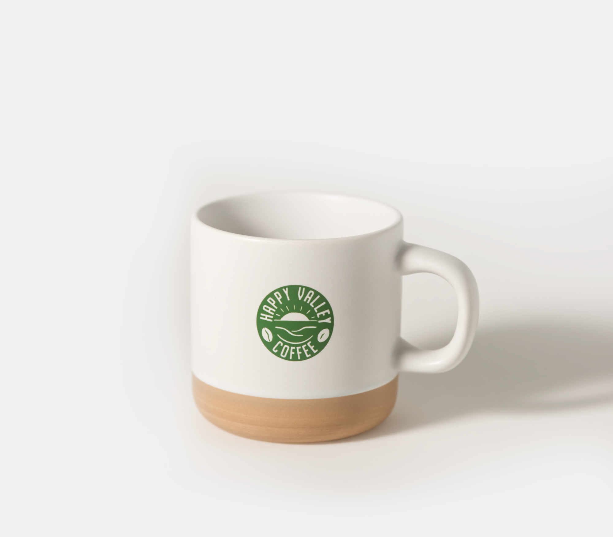 Happy Valley Coffee Rustic Clay Mug White and Green 355ml